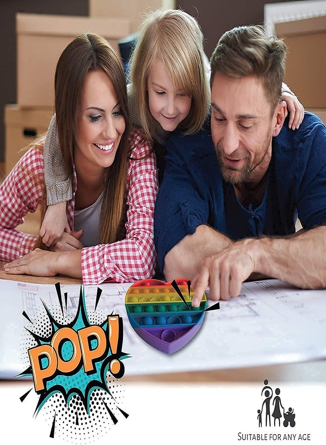 NIYANETAIL Pop It Fidget Toys, Pop it Rainbow Push Bubble Fidget Sensory Toy, Autism Special Needs Silicone Stress Relief Toy, Great Fidget Toy Sensory Toys Novelty Gifts (Heart) - Image 4